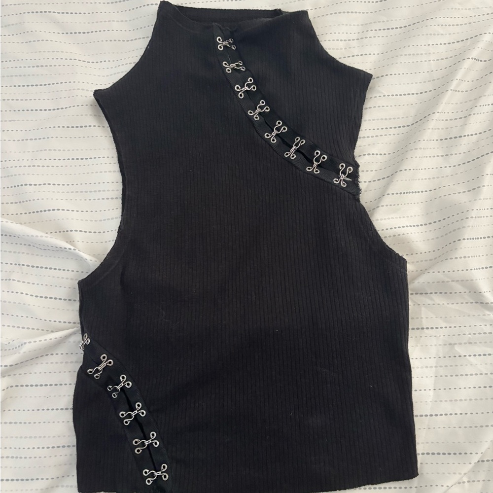 Urban Outfitters Black Asymmetrical Cut-Out Tank Top